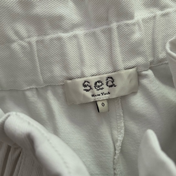 Sea New York Doris Paperbag White Denim Ruffle Shorts Size 0 - Picture 6 of 6